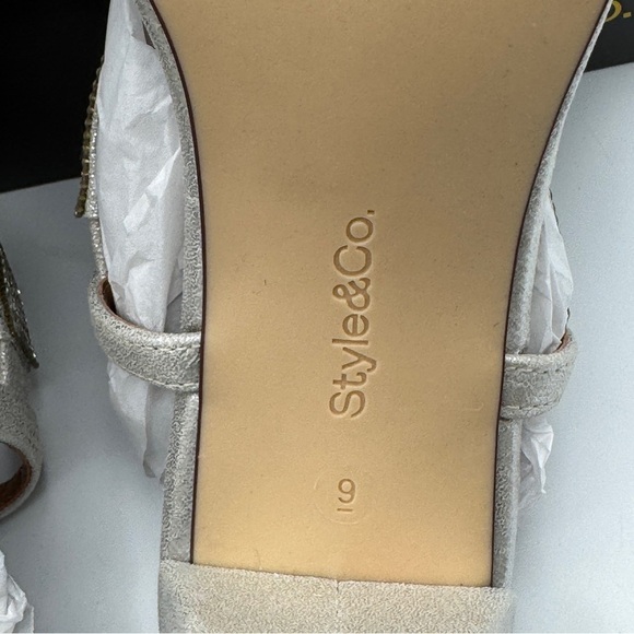 Style & Co Silver Rhinestone Dress Sandals 9M - Picture 6 of 7